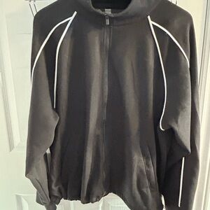 Black Zip-Up Hoodie and pants set with White Accents